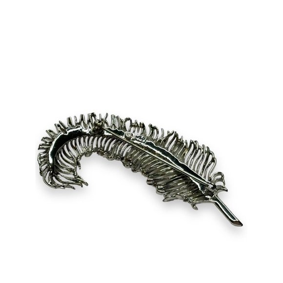 Pegasus Coro Silver Tone Curled Feather Vintage Brooch - Picture 3 of 8